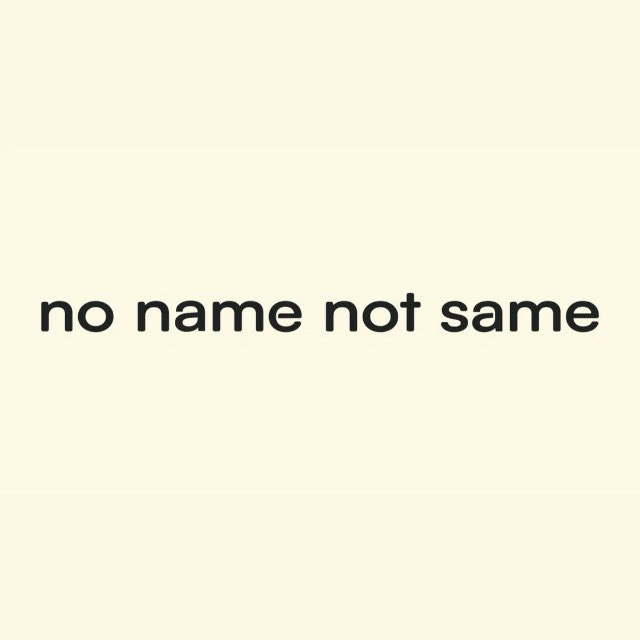 NO NAME NOT SAME